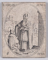 S. Siméon, vieillard (St. Simeon, The Elderly Man), October 8th, from "Les Images De Tous Les Saincts et Saintes de L'Année" (Images of All of the Saints and Religious Events of the Year), Jacques Callot  French, Etching; second state of two (Lieure)
