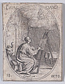 S. Luc, évangéliste (St. Luke, Evangelist), October 18th, from "Les Images De Tous Les Saincts et Saintes de L'Année" (Images of All of the Saints and Religious Events of the Year), Jacques Callot  French, Etching; second state of two (Lieure)