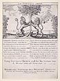 The Lions of England and Holland (En Surculus Arbor), Wenceslaus Hollar  Bohemian, Etching; first state of two