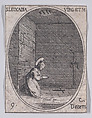 Ste. Léocadie, vierge et martyre (St. Leocadia, Virgin and Martyr), December 9th, from "Les Images De Tous Les Saincts et Saintes de L'Année" (Images of All of the Saints and Religious Events of the Year), Jacques Callot  French, Etching; second state of two (Lieure)