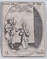 Ste. Lucie, vierge et martyre (St. Lucy, Virgin and Martyr), December 13th, from "Les Images De Tous Les Saincts et Saintes de L'Année" (Images of All of the Saints and Religious Events of the Year), Jacques Callot  French, Etching; second state of two (Lieure)
