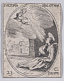 Ste. Victoire, vierge et martyre (St. Victoria, Virgin and Martyr), December 23rd, from "Les Images De Tous Les Saincts et Saintes de L'Année" (Images of All of the Saints and Religious Events of the Year), Jacques Callot  French, Etching; second state of two (Lieure)