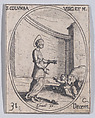Ste. Columbe, vierge et martyre (St. Columba, Virgin and Martyr), December 31st, from "Les Images De Tous Les Saincts et Saintes de L'Année" (Images of All of the Saints and Religious Events of the Year), Jacques Callot  French, Etching; second state of two (Lieure)