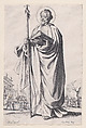 St. Thomas, from "Les Grands Apôtres Debout, Représentant Le Sauveur, La Bienheureuse Marie et Les Saints Apôtres" (The Large Standing Apostles, Representing The Savior, The Blessed Mary and The Apostles), Jacques Callot  French, Etching; second state of three (Lieure)