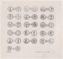 Plate 10, Featuring 16 Coins Issued by European Princes in the 16th and 17th centuries, from "Les Monnaies" (The Currencies), Jacques Callot French, Etching