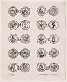 Plate 9, Featuring 10 Coins Issued by European Princes in the 16th and 17th centuries, from "Les Monnaies" (The Currencies), Jacques Callot  French, Etching