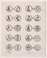 Plate 8, Featuring 10 Coins Issued by European Princes in the 16th and 17th centuries, from "Les Monnaies" (The Currencies), Jacques Callot  French, Etching