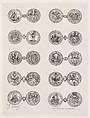 Plate 7, Featuring 10 Coins Issued by European Princes in the 16th and 17th centuries, from "Les Monnaies" (The Currencies), Jacques Callot  French, Etching