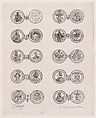 Plate 4, Featuring 10 Coins Issued by European Princes in the 16th and 17th centuries, from "Les Monnaies" (The Currencies), Jacques Callot  French, Etching