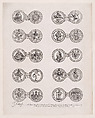 Plate 1, Featuring 10 Coins Issued by European Princes in the 16th and 17th centuries, from "Les Monnaies" (The Currencies), Jacques Callot  French, Etching