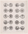 Plate 2, Featuring 10 Coins Issued by European Princes in the 16th and 17th centuries, from "Les Monnaies" (The Currencies), Jacques Callot French, Etching