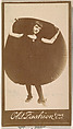 Actress holding up portion of pleated skirt, from the Actresses series (N664) promoting Old Fashion Fine Cut Tobacco, Albumen photograph