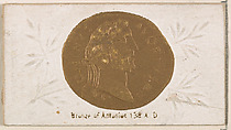 Bronze of Antonius, 138 A.D., from the Ancient Coins series (N180) issued by Wm. S. Kimball & Co., William S. Kimball & Company, Commercial color lithograph