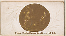 Bronze, Tiberius Claudius Nero Drusus, 50 A.D., from the Ancient Coins series (N180) issued by Wm. S. Kimball & Co., William S. Kimball & Company, Commercial color lithograph