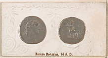 Roman Denarius, 14 A.D., from the Ancient Coins series (N180) issued by Wm. S. Kimball & Co., William S. Kimball & Company, Commercial color lithograph