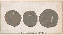 Drachm of Aegina, 800 B.C., from the Ancient Coins series (N180) issued by Wm. S. Kimball & Co., William S. Kimball & Company, Commercial color lithograph