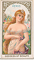 Venus, Goddess of Beauty, from the Goddesses of the Greeks and Romans series (N188) issued by Wm. S. Kimball & Co., William S. Kimball & Company, Commercial color lithograph