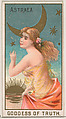 Astraea, Goddess of the Truth, from the Goddesses of the Greeks and Romans series (N188) issued by Wm. S. Kimball & Co., William S. Kimball & Company, Commercial color lithograph