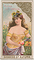 Flora Autumnalis, Goddess of Autumn, from the Goddesses of the Greeks and Romans series (N188) issued by Wm. S. Kimball & Co., William S. Kimball & Company, Commercial color lithograph