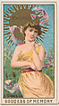 Mnemosyne, Goddess of Memory, from the Goddesses of the Greeks and Romans series (N188) issued by Wm. S. Kimball & Co., William S. Kimball & Company, Commercial color lithograph