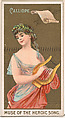 Calliope, Muse of the Heroic Song, from the Goddesses of the Greeks and Romans series (N188) issued by Wm. S. Kimball & Co., William S. Kimball & Company, Commercial color lithograph