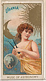 Urania, Muse of Astronomy, from the Goddesses of the Greeks and Romans series (N188) issued by Wm. S. Kimball & Co., William S. Kimball & Company, Commercial color lithograph