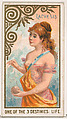 Lachesis, One of the Three Destinies, Life, from the Goddesses of the Greeks and Romans series (N188) issued by Wm. S. Kimball & Co., William S. Kimball & Company, Commercial color lithograph