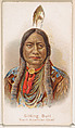 Sitting Bull, North American Chief, from the Savage and Semi-Barbarous Chiefs and Rulers series (N189) issued by Wm. S. Kimball & Co., William S. Kimball & Company, Commercial color lithograph