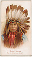 Gray Hawk, North American Chief, from the Savage and Semi-Barbarous Chiefs and Rulers series (N189) issued by Wm. S. Kimball & Co., William S. Kimball & Company, Commercial color lithograph