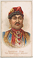 Sambhoo Sing, The Maharana of Meywar, India, from the Savage and Semi-Barbarous Chiefs and Rulers series (N189) issued by Wm. S. Kimball & Co., William S. Kimball & Company, Commercial color lithograph