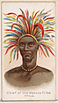 Chief of the Watuta Tribe, Africa, from the Savage and Semi-Barbarous Chiefs and Rulers series (N189) issued by Wm. S. Kimball & Co., William S. Kimball & Company, Commercial color lithograph