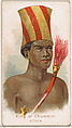 King of Chumbiri, Africa, from the Savage and Semi-Barbarous Chiefs and Rulers series (N189) issued by Wm. S. Kimball & Co., William S. Kimball & Company, Commercial color lithograph