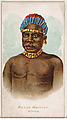 Ponto Warrior, Africa, from the Savage and Semi-Barbarous Chiefs and Rulers series (N189) issued by Wm. S. Kimball & Co., William S. Kimball & Company, Commercial color lithograph