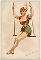 Trapeze Exercise, from the Pretty Athletes series (N196) issued by Wm. S. Kimball & Co., William S. Kimball & Company, Commercial color lithograph