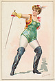 Fencing, from the Pretty Athletes series (N196) issued by Wm. S. Kimball & Co., William S. Kimball & Company, Commercial color lithograph