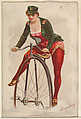 Bicycling, from the Pretty Athletes series (N196) issued by Wm. S. Kimball & Co., William S. Kimball & Company, Commercial color lithograph