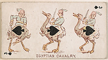 Three of Spades, Egyptian Cavalry, from Harlequin Cards, 2nd Series (N220) issued by Kinney Bros., Kinney Brothers Tobacco Company  American, Commercial color lithograph
