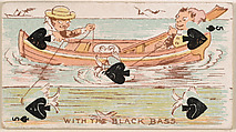 Five of Spades, With the Black Bass, from Harlequin Cards, 2nd Series (N220) issued by Kinney Bros., Kinney Brothers Tobacco Company  American, Commercial color lithograph