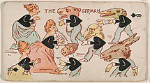 Eight of Spades, The German, from Harlequin Cards, 2nd Series (N220) issued by Kinney Bros., Kinney Brothers Tobacco Company  American, Commercial color lithograph