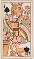 Jack of Spades, from Harlequin Cards, 2nd Series (N220) issued by Kinney Bros., Kinney Brothers Tobacco Company  American, Commercial color lithograph