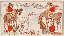 Four of Hearts, The Meet, from Harlequin Cards, 2nd Series (N220) issued by Kinney Bros., Kinney Brothers Tobacco Company American, Commercial color lithograph