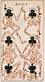 Six of Clubs, Bones, from Harlequin Cards, 2nd Series (N220) issued by Kinney Bros., Kinney Brothers Tobacco Company  American, Commercial color lithograph