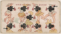 Nine of Clubs, War Dance, from Harlequin Cards, 2nd Series (N220) issued by Kinney Bros., Kinney Brothers Tobacco Company  American, Commercial color lithograph