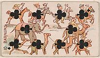 Ten of Clubs, Barnum's, from Harlequin Cards, 2nd Series (N220) issued by Kinney Bros., Kinney Brothers Tobacco Company  American, Commercial color lithograph