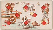 Eight of Diamonds, With Care, from Harlequin Cards, 2nd Series (N220) issued by Kinney Bros., Kinney Brothers Tobacco Company American, Commercial color lithograph
