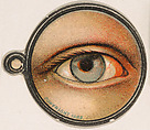 Monocle and Eye (light blue), from Jocular Ocular series (N221) issued by Kinney Bros., Kinney Brothers Tobacco Company American, Commercial color lithograph