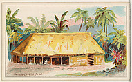 Samoan Homestead, from the Habitations of Man series (N113) issued by W. Duke, Sons & Co. to promote Honest Long Cut Smoking and Chewing Tobacco, The Giles Company American, Commercial color lithograph