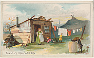 Squatter's Shanty, New York City, from the Habitations of Man series (N113) issued by W. Duke, Sons & Co. to promote Honest Long Cut Smoking and Chewing Tobacco, The Giles Company American, Commercial color lithograph