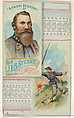 A Short History: General James Ewell Brown Stuart, from the Histories of Generals series (N114) issued by W. Duke, Sons & Co. to promote Honest Long Cut Smoking and Chewing Tobacco, W. Duke, Sons & Co. American, Commercial color lithograph