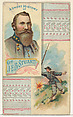 A Short History: General James Ewell Brown Stuart, from the Histories of Generals series (N114) issued by W. Duke, Sons & Co. to promote Honest Long Cut Smoking and Chewing Tobacco, W. Duke, Sons & Co. American, Commercial color lithograph